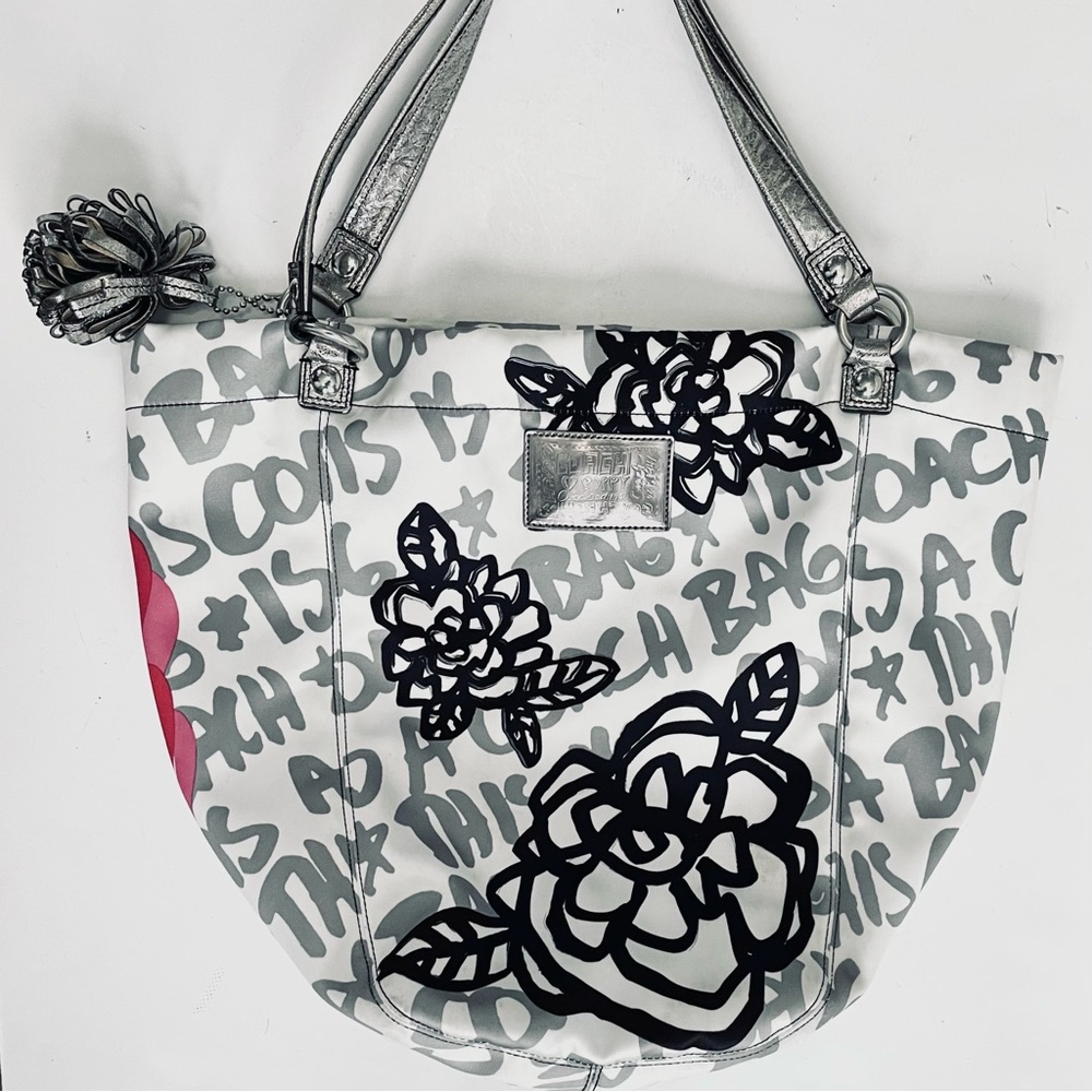 Coach White and Pink Floral Tote - Picture 4 of 15